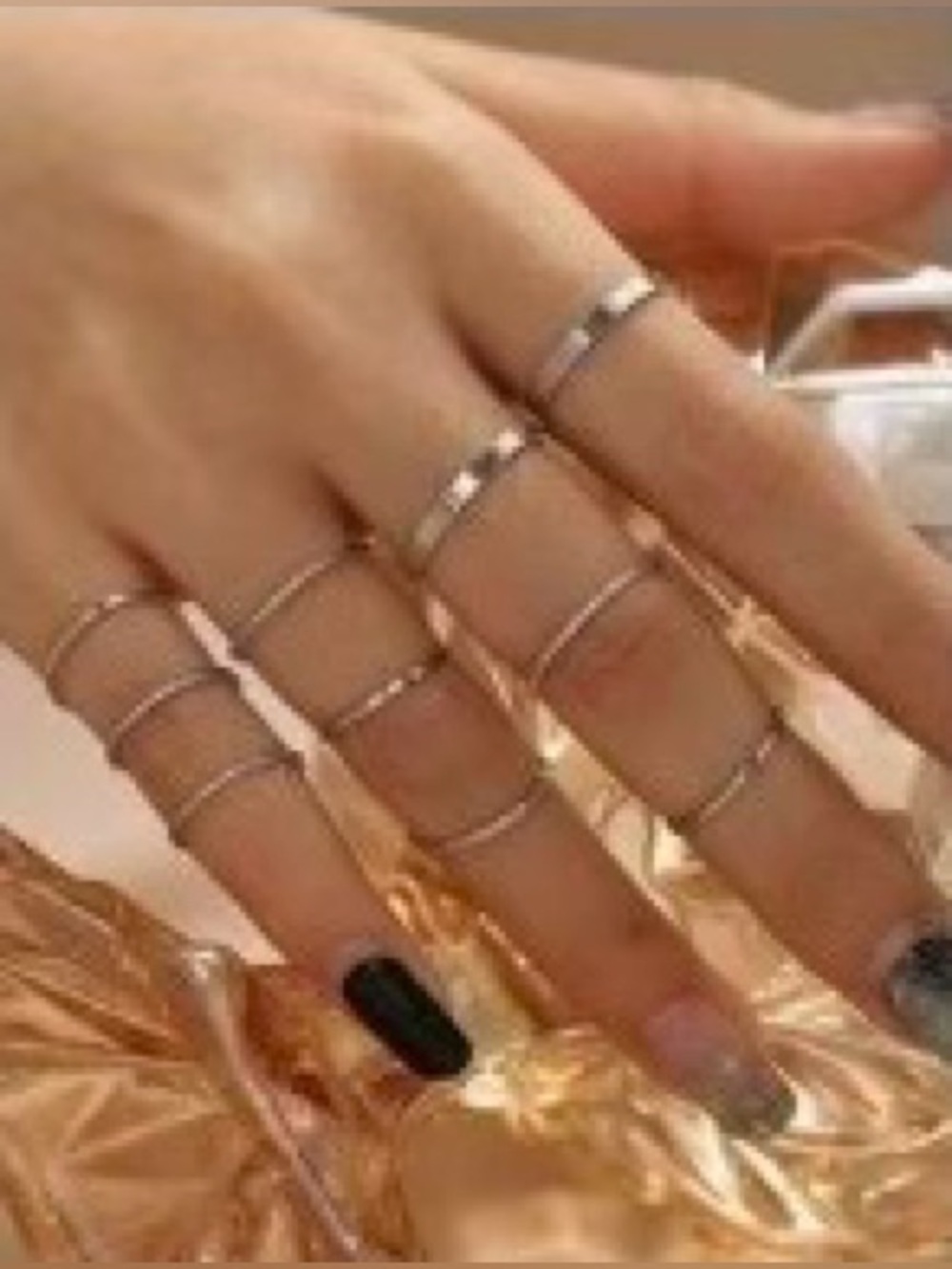 10pc Minimalist Silver Ring Set
